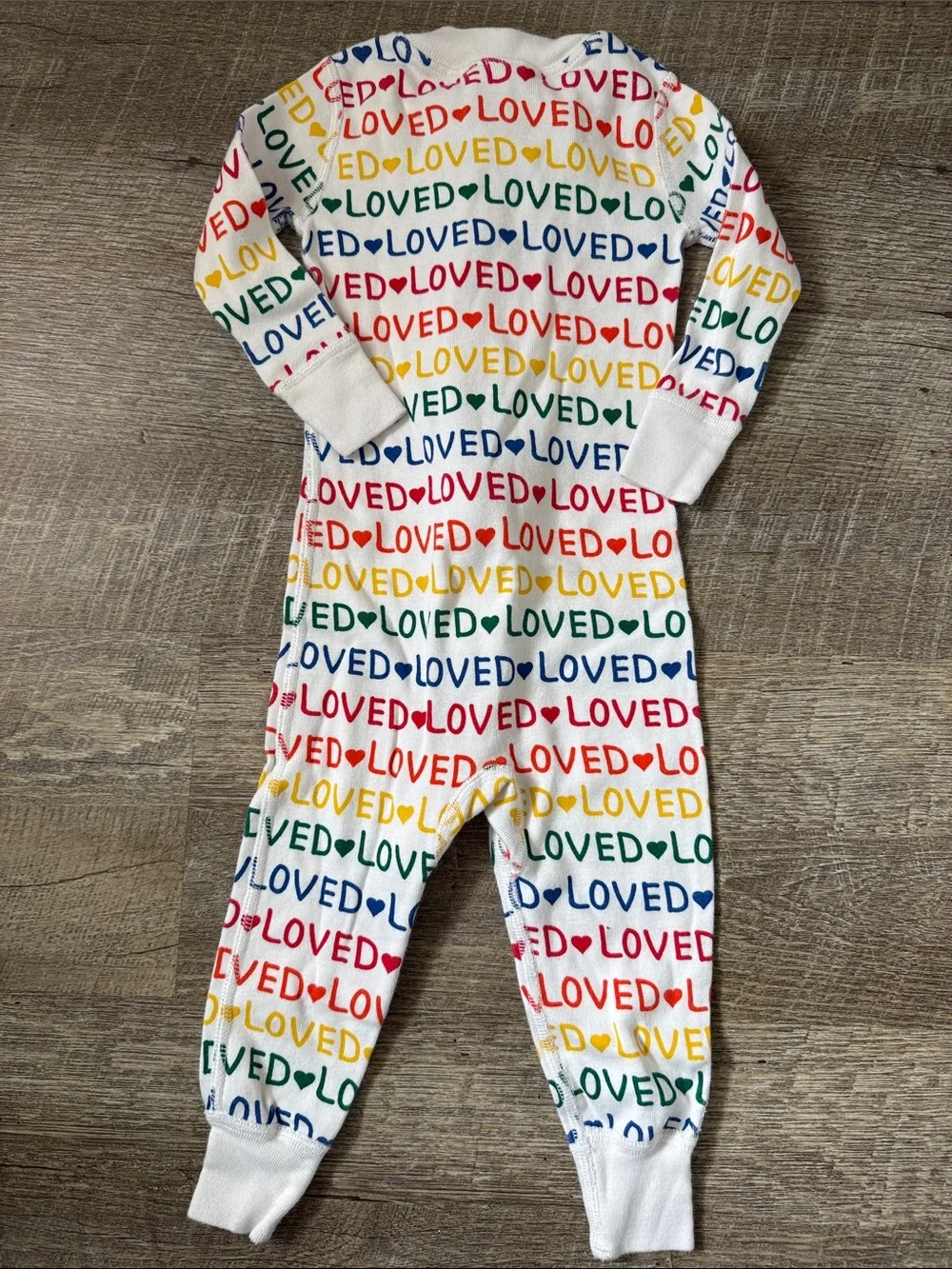 Hanna Andersson Loved Rainbow Pajama Onsie Size 12-18 M